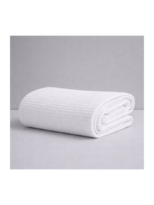 Astron Italy Waffle Blanket Pique Single 165x245cm White