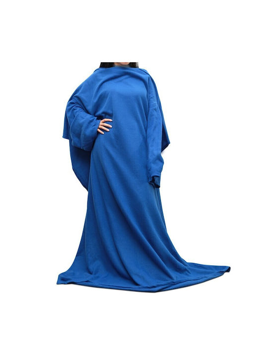 Κουβέρτα Fleece με Μανίκια 135x180εκ. Μπλε