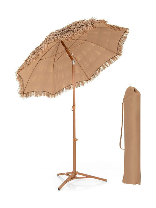 Runder Garten- und Terrassen-Sonnenschirm Metall Beige Φ2,18m