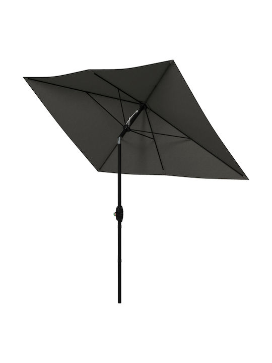 Quadratischer Aluminium-Garten- und Terrassen-Sonnenschirm Grau 2x3m