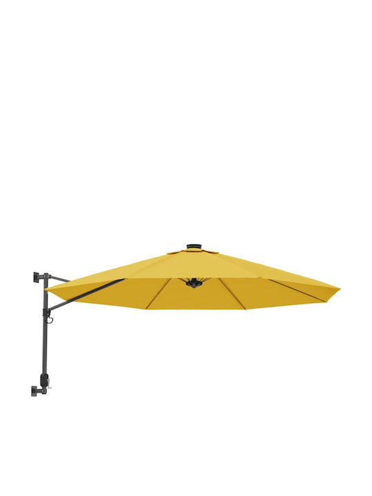 Wall Mounted Circular Aluminum Parasol Yellow Diameter 2.9xHeight 1.14m