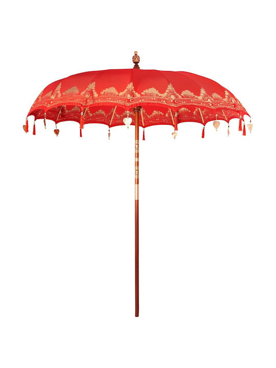 Round Wooden Red Garden & Terrace Parasol F2.5xY2.5m