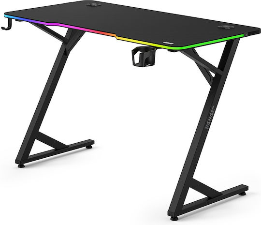Gaming Office Volt Wooden Black with LED 120x60cm