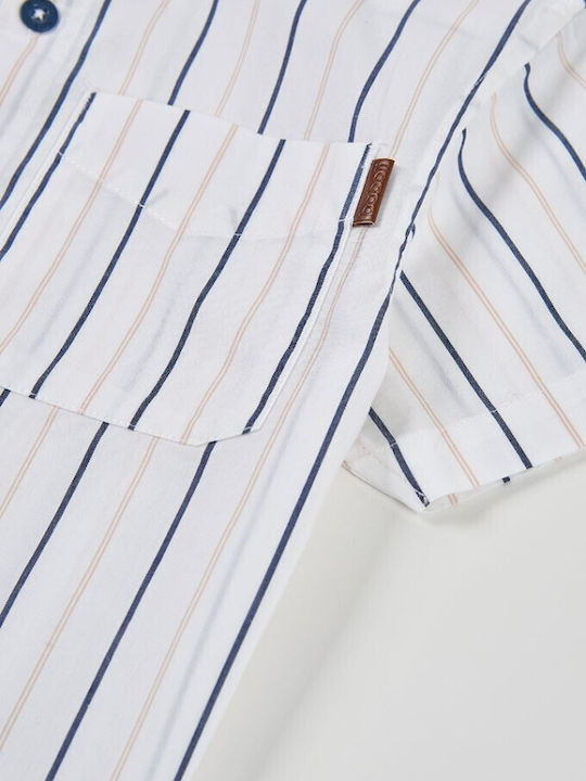 Kids Short-sleeved Striped White Shirt