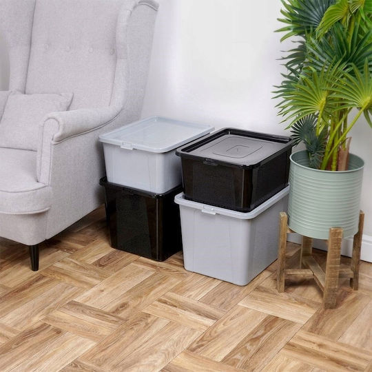 Vilde Cutie de Depozitare din Plastic cu Capac Gri 40x33x20cm