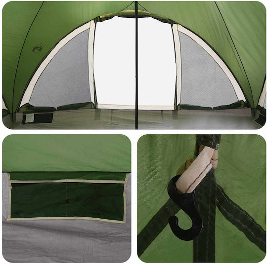 vidaXL Camping Teepee Green 4 Seasons for 6 People 400x400x350cm