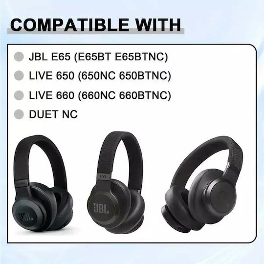 Planetink PL-JBL650-BK Headphone Spare Parts Earpads for E65, E65BT, E65BTNC, Live 650, 650NC, 650BTNC, Live 660, 660NC, 660BTNC, Duet NC