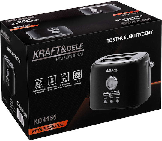 Kraft & Dele Тостер Двуместен 1000W Черен