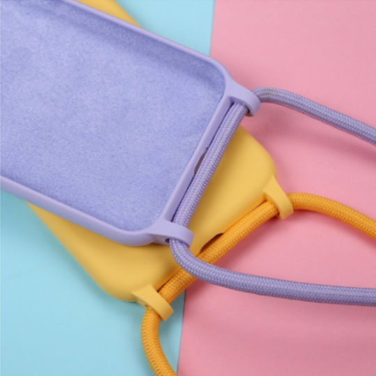 Sonique Carryhang Liquid Back Cover Silicone 0.5mm with Strap Light Blue (iPhone 12 / 12 Pro)