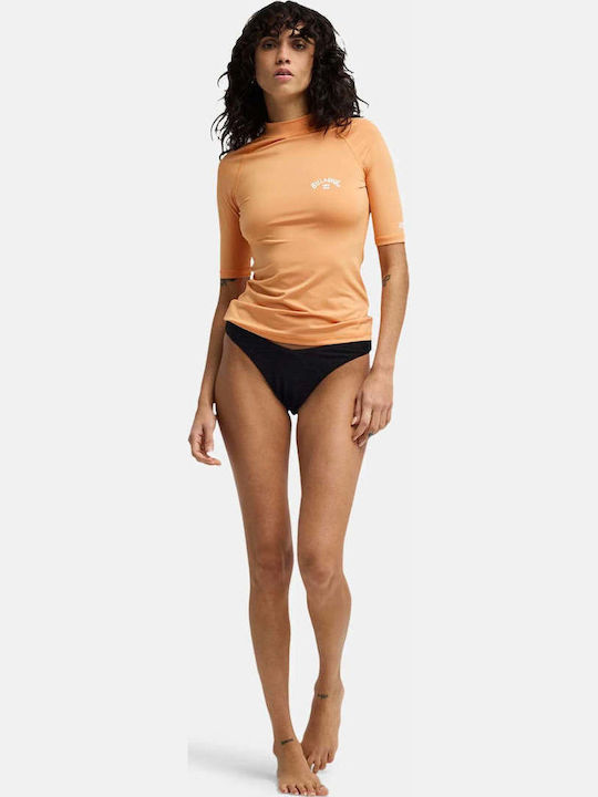 Billabong Surf Дамска Къс Ръкав Слънцезащитна Блуза Оранжева