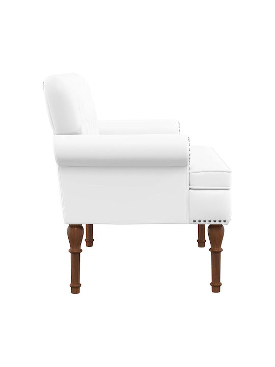 Two-Seater Velvet White Couch 120x65x77 cm