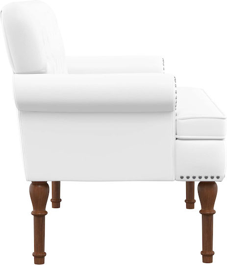 Two-Seater Velvet White Couch 120x65x77 cm