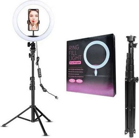 Andowl Ring Light 26cm 3200 - 5600K με Τρίποδο Δαπέδου και Βάση για Κινητό