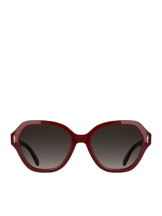 Longchamp Woman Sunglasses with Burgundy Horn-Rimmed Frame and Burgundy Gradient Lens