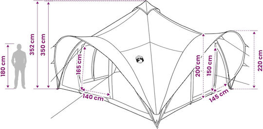 vidaXL Camping Teepee Tent Khaki 500x500x350cm