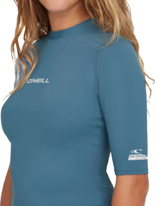 O'Neill Skin S UPF 50+ Women Short Sleeve Sun Protection Shirt Blue