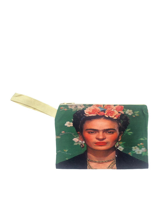 Women's Toiletry Bag Beach Bag Frida Kahlo Design & Hand Handle Green