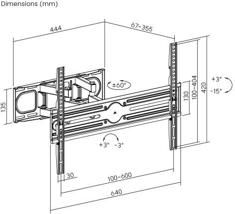 Brateck LPA85-466 Βάση Τηλεόρασης Τοίχου έως 80" και 40kg Μαύρο