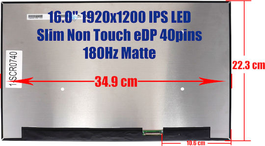 16" LED / Slim / Touch 1920x1200 Matte 40 Pin Laptop Screen for B160uan08.3 1-SCR0740