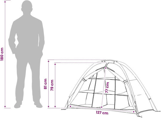 vidaXL Σκηνή Camping Igloo Ορειβασίας Χακί Αδιάβροχη 120x50x70εκ.