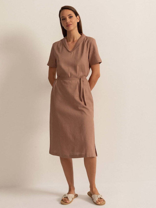 Καλοκαιρινό Midi Σεμιζιέ Φόρεμα Cool Flax In/viscose