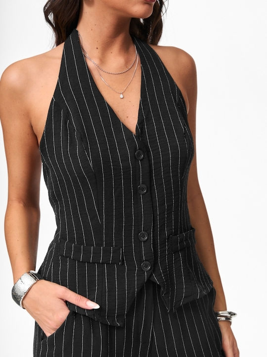 Women's Black Kit with Striped Trousers