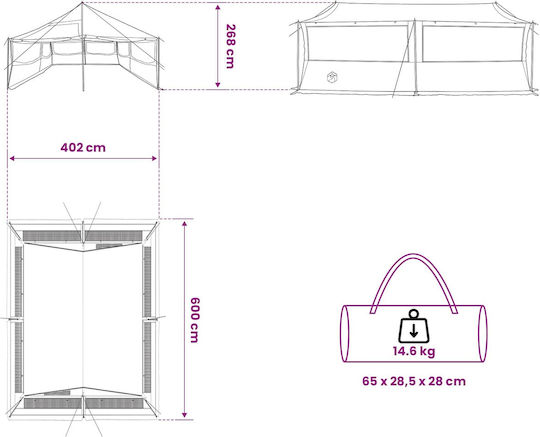 vidaXL Къмпинг сцена Каки 600x400x268см