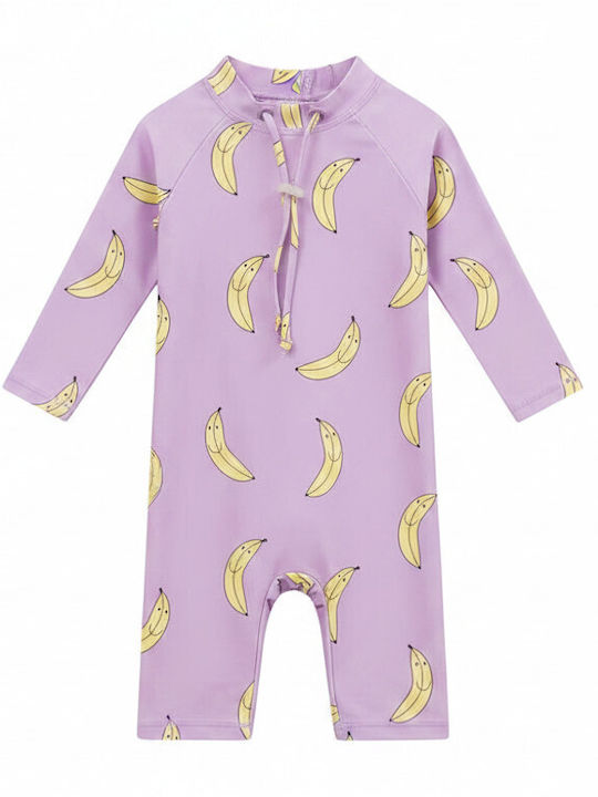 Queen Mother Детски бански костюм Една част с шапка Purple Bananas