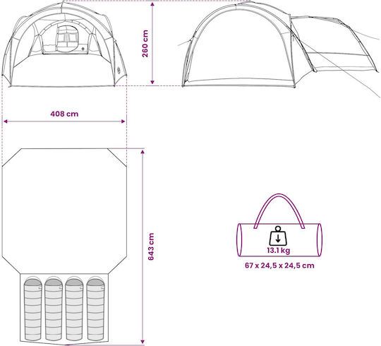 vidaXL Summer Camping Tent Igloo 410x410x250cm