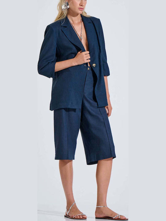 Women's Linen Bermudas Blue