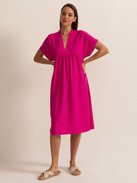 Sommer Midi Hemdkleid Aus Viskose