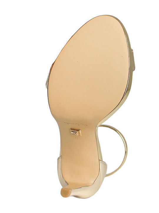 Damen Sandalen Gold Leder
