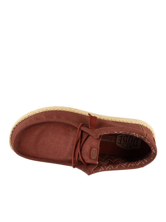 Wally Stretch Canvas Men's Moccasins In Red Colour