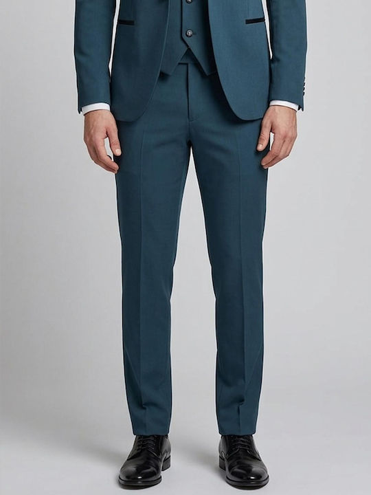 Men's Groom's Suit with Vest Slim Fit Dark Green