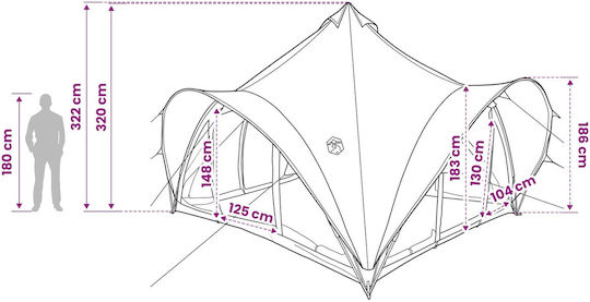 vidaXL Къмпинг Типи Каки за 6 Души 400x400x350см