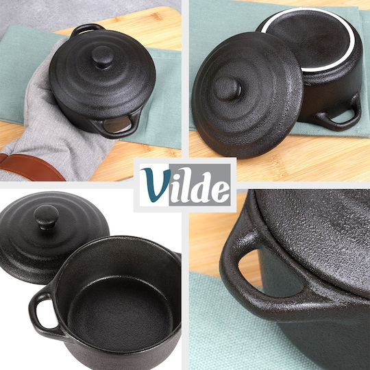 Vilde Vas Rotund Individual Rezistent La Căldură Din Porțelan Cu Capac 16.5x12x6cm