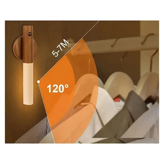 Verk Group Презареждащо се LED Осветително Тяло за Гардероби с Батерийно Захранване, Датчик за Движение и Самозалепващо се Монтиране
