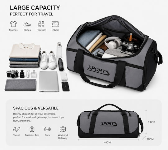 Sack Voyage Grey Fabric M48xW20xH24cm