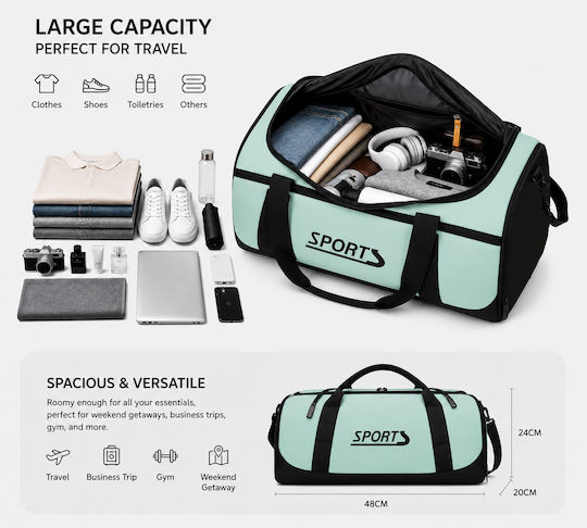 Sack Voyage Green Fabric M48xW20xH24cm
