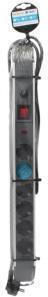 GSC Safety Power Strip 6 Sockets with Switch and 1.5m Cable Grey