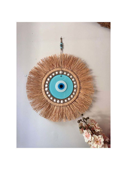 SteweHome Wall Decor Handmade Blue from Wicker Material 16cm