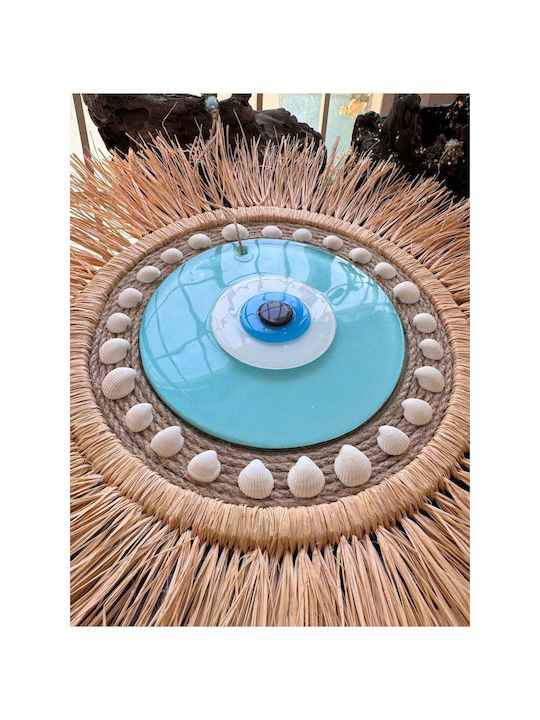 SteweHome Wall Decor Handmade Blue from Wicker Material 16cm