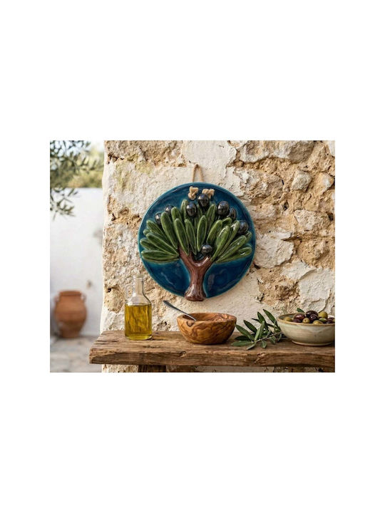 SteweHome Διακοσμητικό Τοίχου Χειροποίητο Πράσινο από Κεραμικό Υλικό 19cm