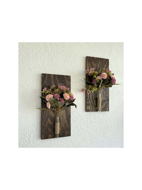 SteweHome Wall Decor Pink Wooden 30x14cm 2 Pieces