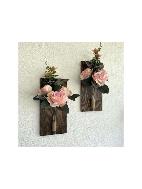 SteweHome Wall Decor Pink Wooden 30x14cm 2 Pieces