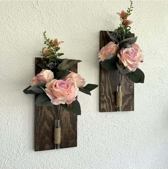 SteweHome Wanddekoration Rosa aus Hölzernes 30x14cm 2 Stücke