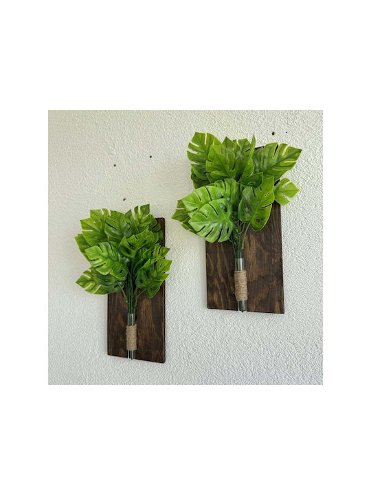 SteweHome Διακοσμητικό Τοίχου Πράσινο από Ξύλο 30x14cm 2τμχ