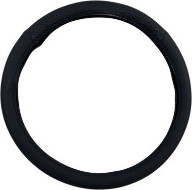 Leather Steering Wheel Cover 38 Cm Waves Black Red Stitching 1 Pc