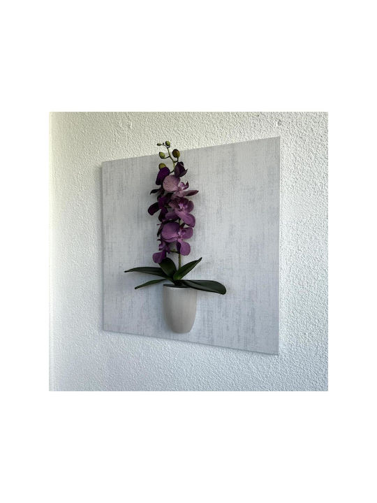 Stewehome Embossed Painting 3D Purple Orchid Wooden Base Purple 49x49 Cm