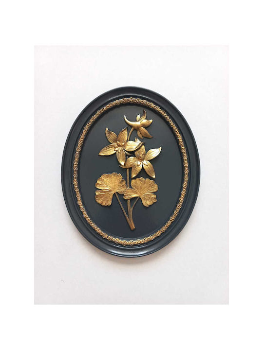 Stewehome Oval Painting Details Gold Aztec Black Anthracite Black 21x17 Cm
